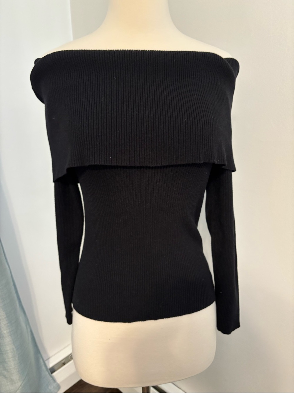 Cotton On Black Off-the-Shoulder Ribbed Sweater